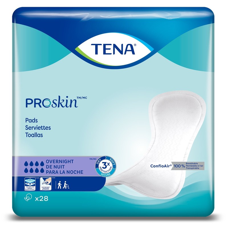 TENA ProSkin Overnight Unisex Incontinent Pad Overnight 16" L 47809 | 28 Ct gallery