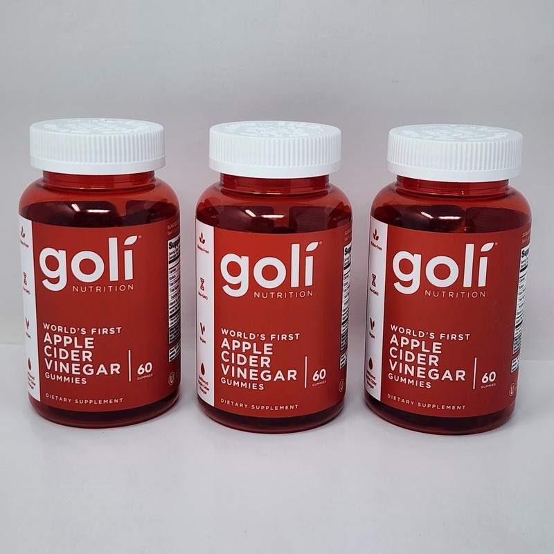 Goli Nutrition Apple Cider Vinegar Gummies 60 Per Bottle (3 Pack) Exp 05/2027