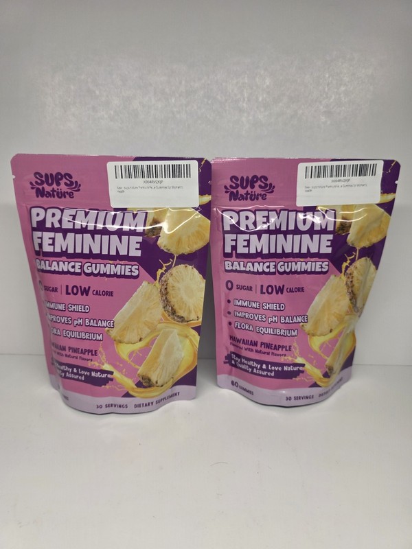 2pk Sups Nature Nutrition Premium Feminine Balance Gummies 60 Count Each Bag