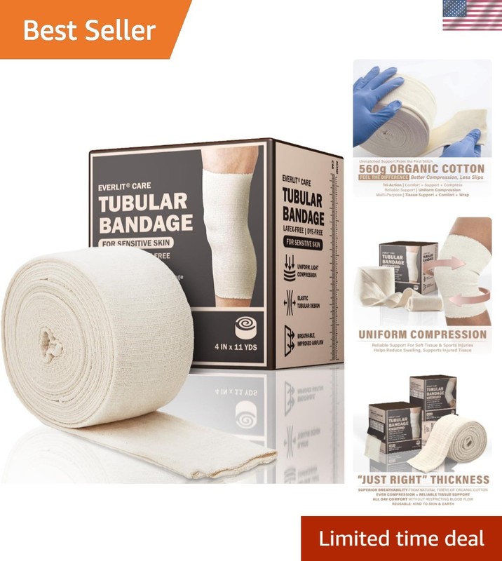 560D Cotton Blend Elasticated Tubular Support Bandage | Latex-Free, Extra-Thi…