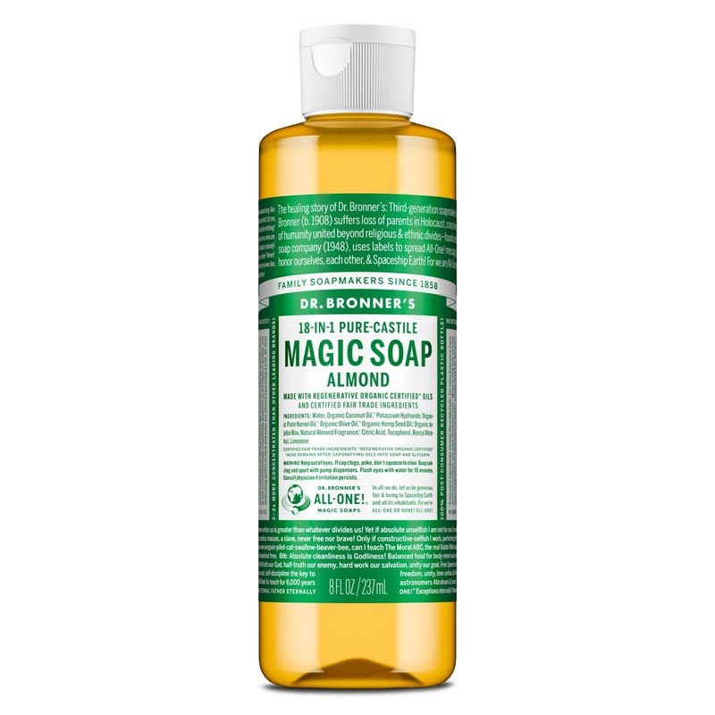 Dr. Bronner’s Pure-Castile Magic Soap Liquid 8 Fl Oz (Pack of 1), Almond