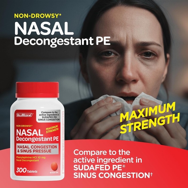 Nasal Decongestant PE Phenylephrine Hcl 10Mg Tablets (Bulk 300 Count) Non-Drowsy gallery