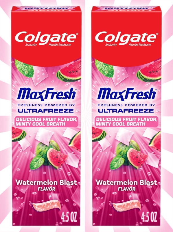 2 Colgate Max Fresh Anticavity Fluoride Toothpaste Watermelon Blast with Mint
