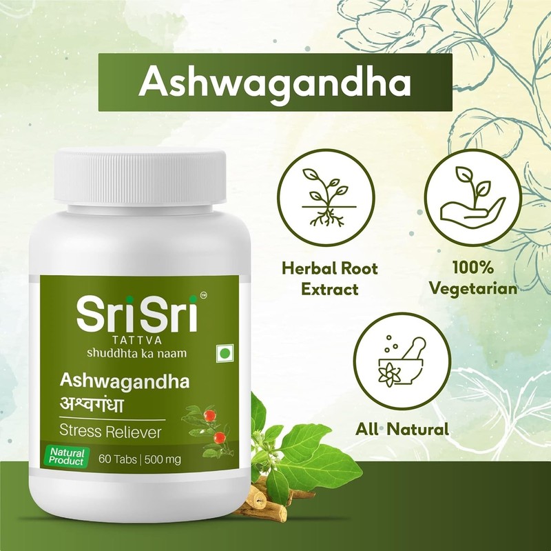 Sri Sri Tattva Ashwagandha Herbal Supplement 120 Tablets Total
