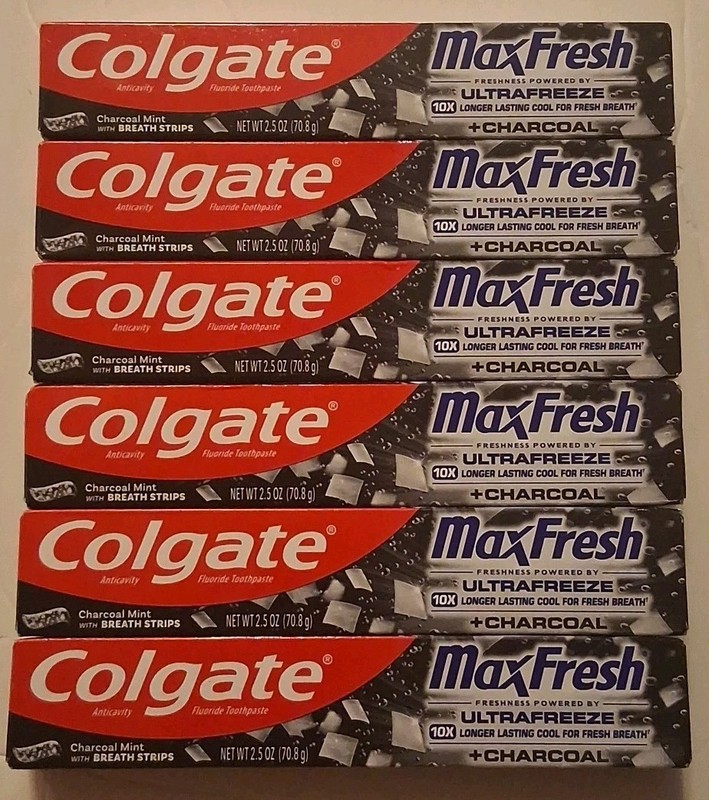 6-Pack Colgate Max Fresh Charcoal Toothpaste Charcoal Mint 2.5 Oz Exp 12/ 2027