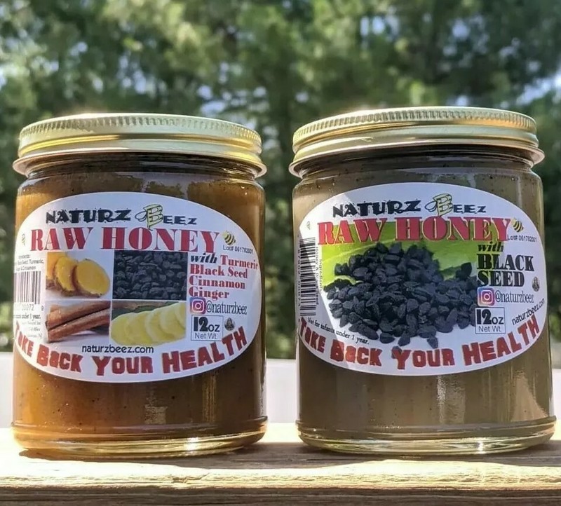 RAW HONEY 2 Pack BLACK SEED & GINGER TURMERIC CINNA & BLACK SEED 12oz/340g each