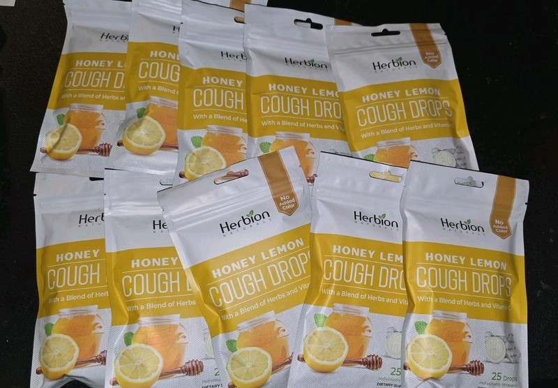 10 Pk Herbion Cough Drops Honey Lemon 25 Drops per bag ~All Natural exp 01/27