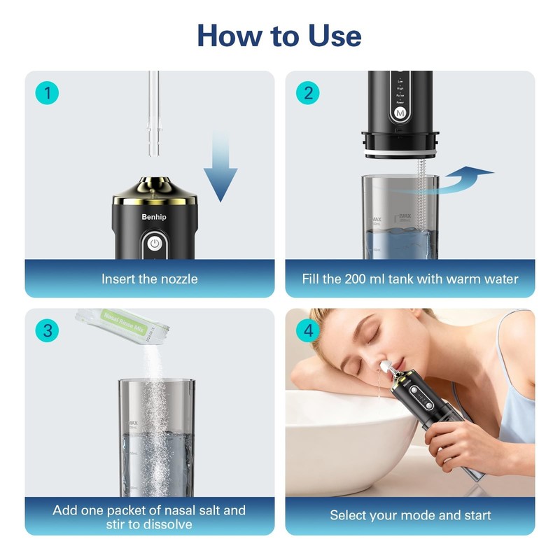 Portable Electric Nasal Irrigation System - Sinus Rinse & Neti Pot Relief, Water gallery