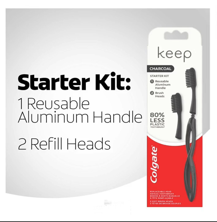 4 Pack Colgate KEEP Toothbrush Starter Kit 4 Aluminum Handle 8 Refill Brush Head gallery