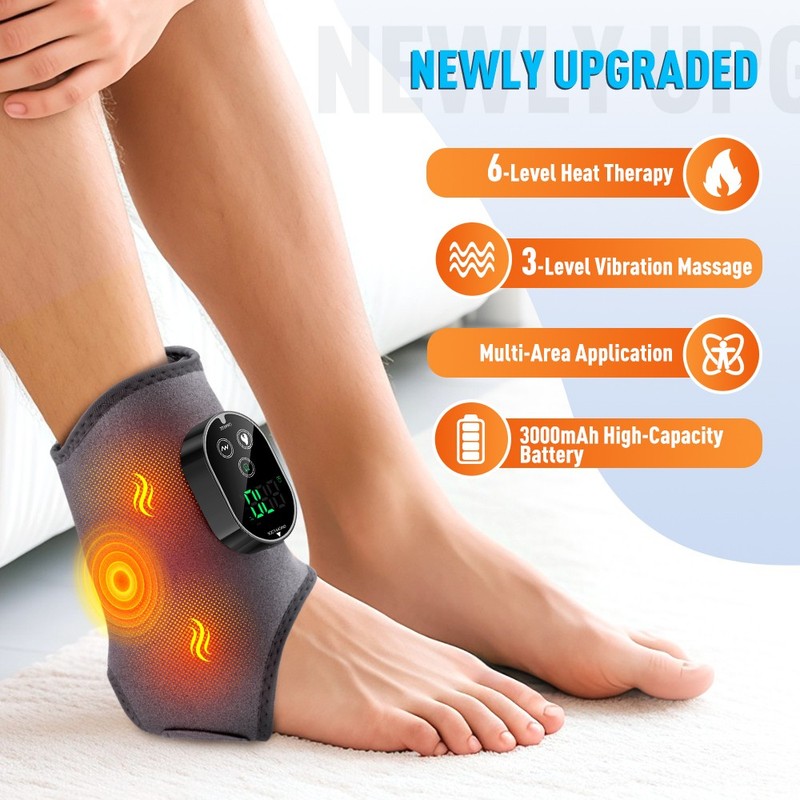 4-in-1 Electric Foot Ankle Massager Brace Pain Relief Heating Vibration Therapy gallery