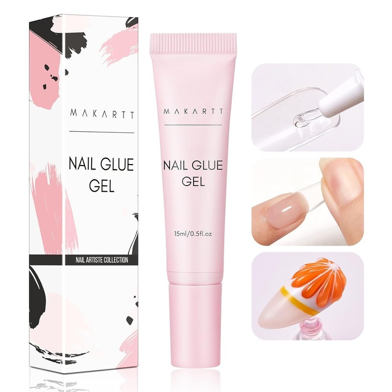 Gel Nail Glue: Solid Nail Glue for Press On Nails, 15ML 3D Gel UV Lamp Needed... gallery