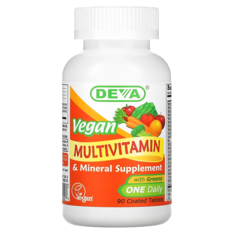 Deva Vegan Multivitamin Mineral Supplement 90 Coated Tablets Dairy-Free,