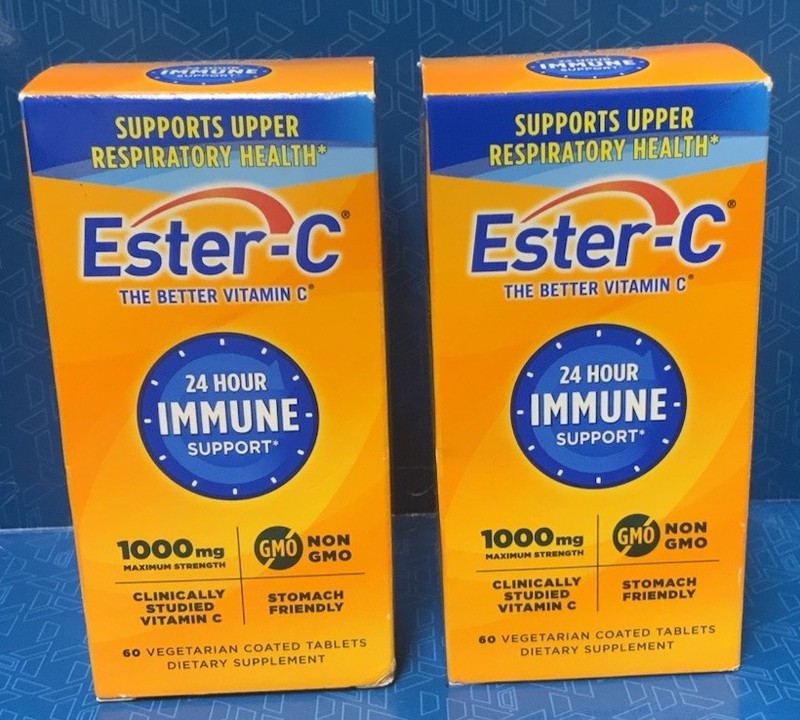 ⭐️ Lot of 2 / Ester-C Vitamin C 24 Hour Coated Tablets, 1,000 mg, 60 Ct