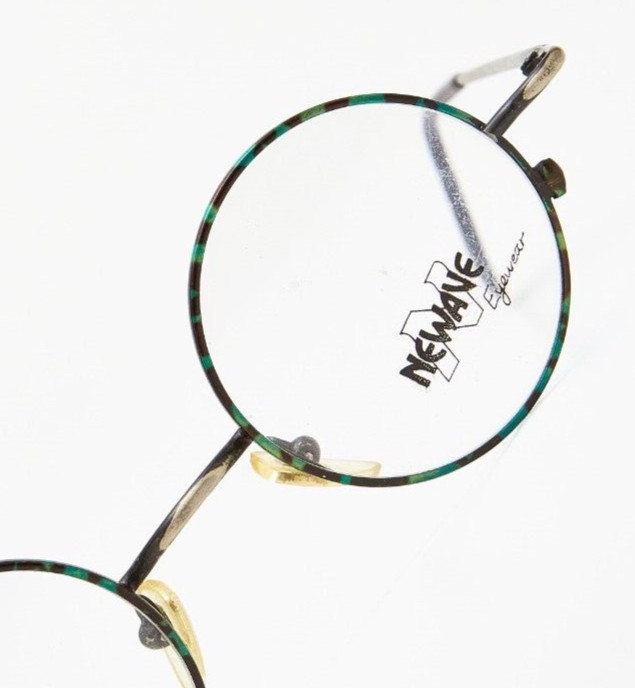 NEWAVE 1121 Vintage Round Green Black Turtle Eyeglass Frame 1980s👓Unisex