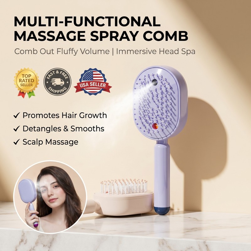 2026 New 3/1 Electric Spray Hair Brush Anti Frizz Scalp Massage Detangling Comb
