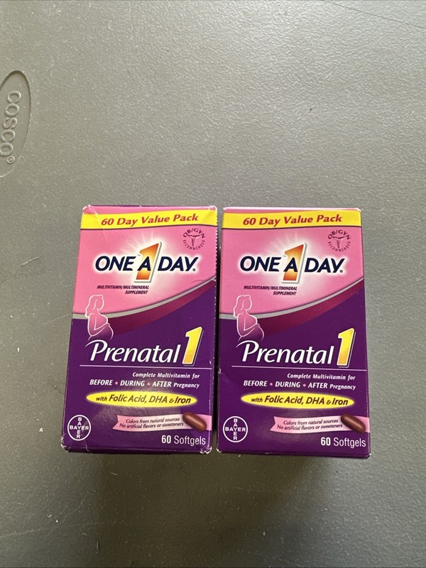 One A Day Prenatal 1, 60 Day Value Pack With Folic Acid DHA Iron Exp 08/26-10/26