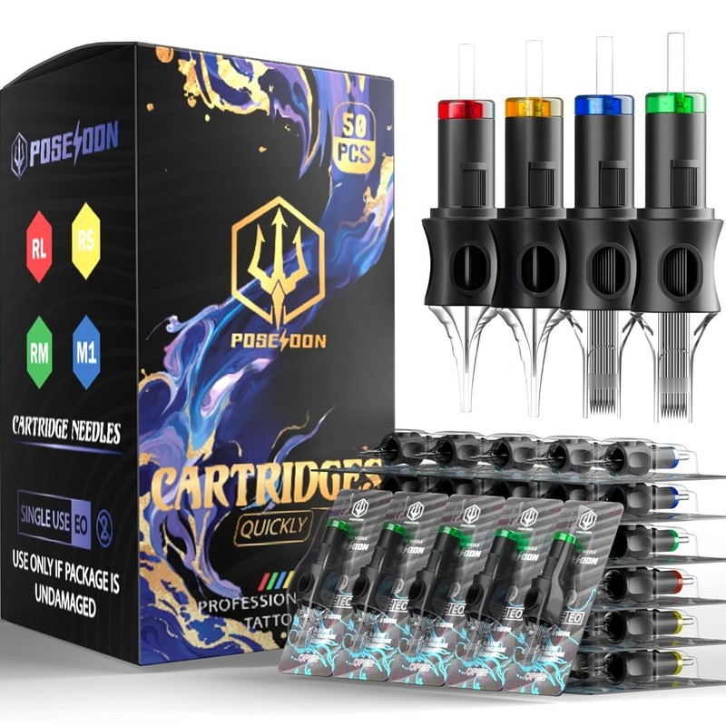 50 Agujas Cartucho Tatuaje #12 Mixtas RL RS M1 RM Tattoo Cartridge Needles