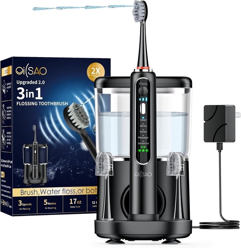 3-in-1 Sonic Toothbrush Water Flosser Combo 500ML 5 Modes Adults Black