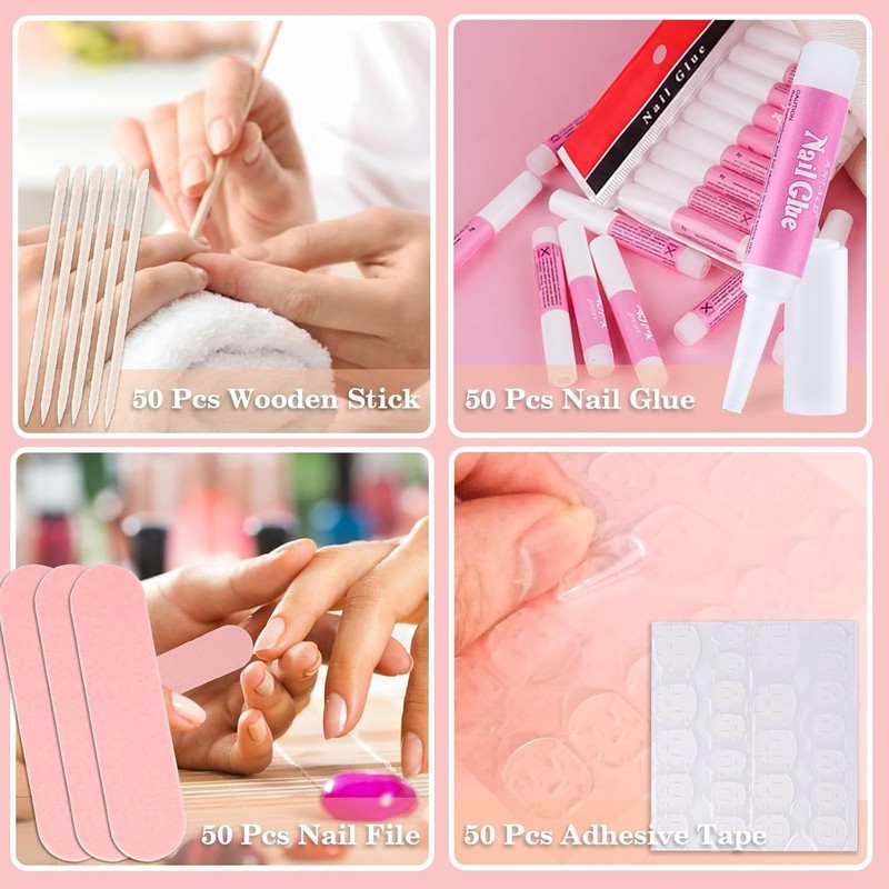 Effortless 50-Piece Pink Nail Prep Kit with Instructions - Perfect for Pros gallery