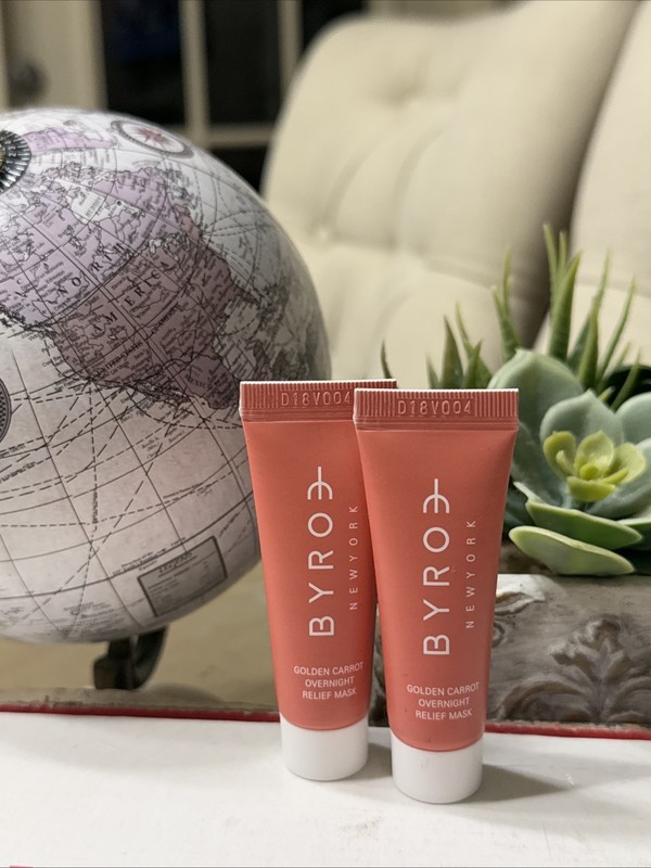 2X BYROE New York Golden Carrot Overnight Relief Mask .33 oz each NEW Travel Sz