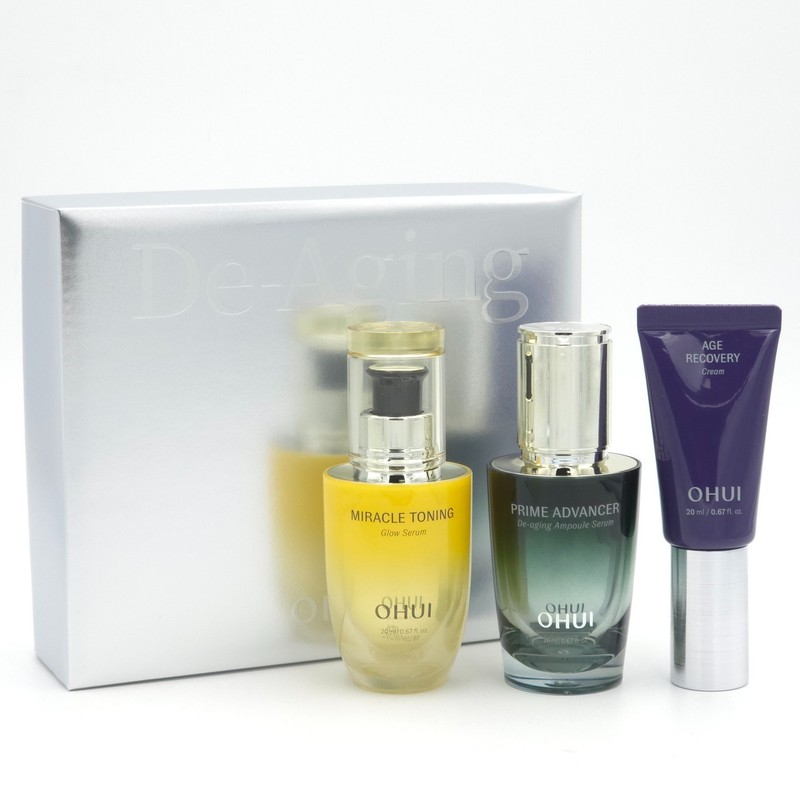 O HUI De-Aging Solution Starter Set 3 Items Toning Prime Age Recovery K-Beauty