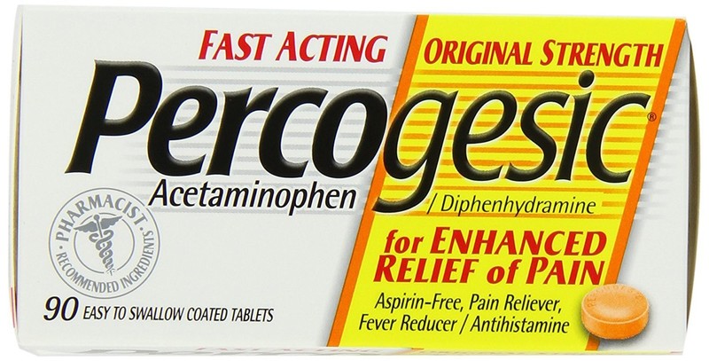 Percogesic Fast Acting Pain Reliever 325mg 90 coated tabs ^