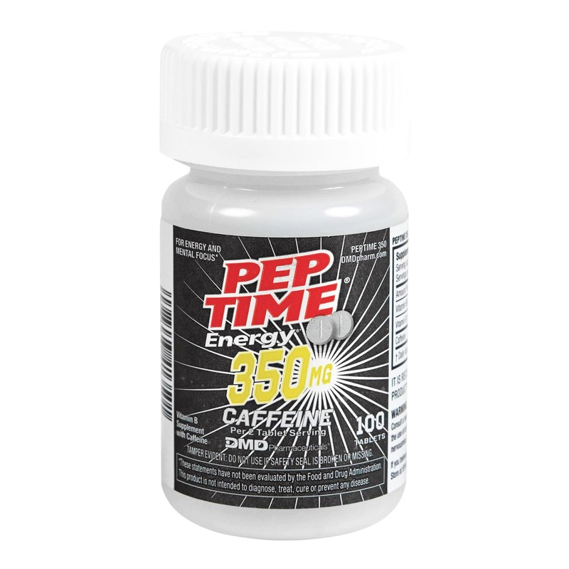 PEPTIME Energy Tablets, Vitamin B6 and B12 Caffeine Pills, 100 Count (Pack Of 1)