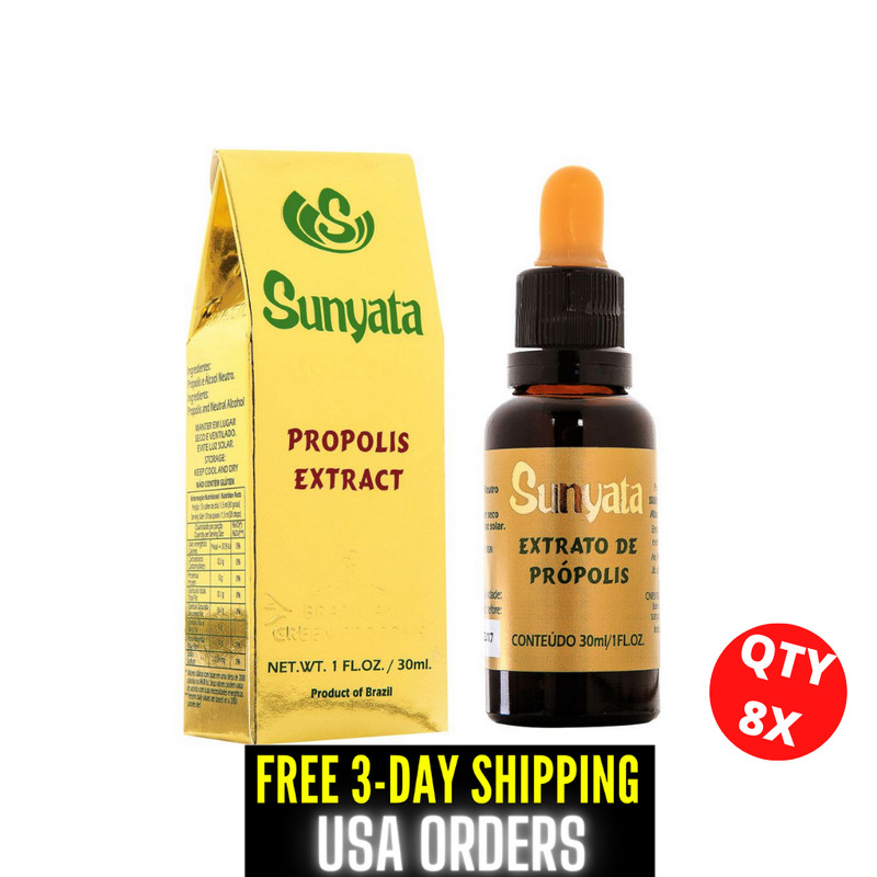 SUNYATA GOLDEN Propolis Extract Brazilian Green Alcoholic 8 Bottles x 30 mL