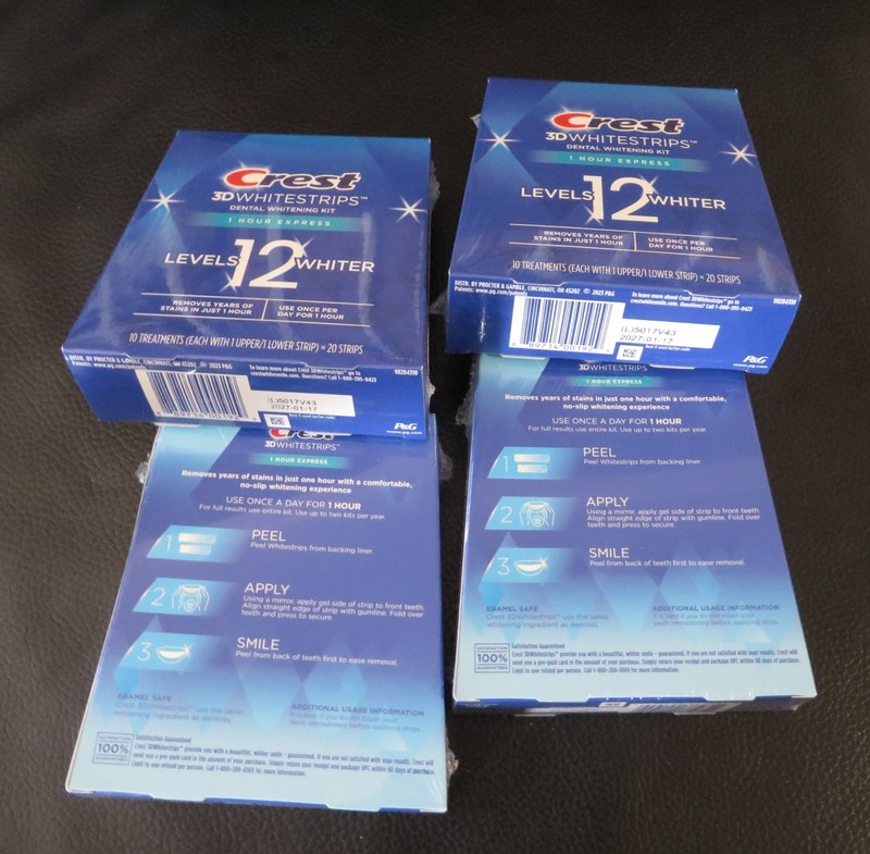 4 Pack Crest 3D Whitestrips 1 Hour express 20 Strips, Best by 12/2026 Free ship. gallery