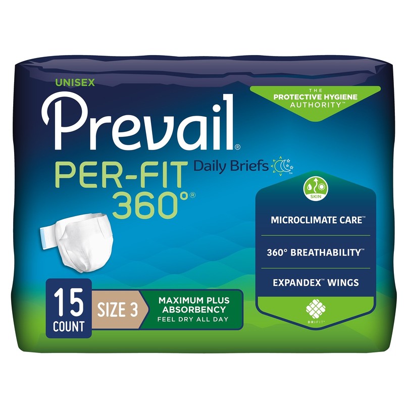Prevail Per-Fit 360 Incontinence Daily Brief Size 3 Maximum Plus 60 Ct