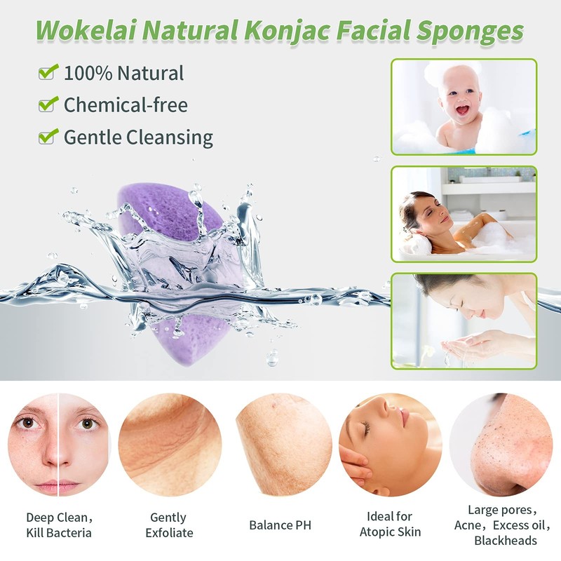 Konjac Facial 6 Count (Pack of 1), Green, Purple, Black, White, Yellow, Pink gallery