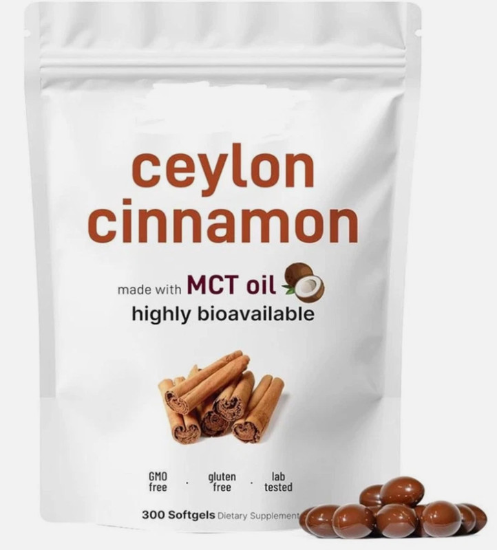 Ceylon Cinnamon Softgels 300 Count, Non-GMO, Gluten Free, Vegan Capsules