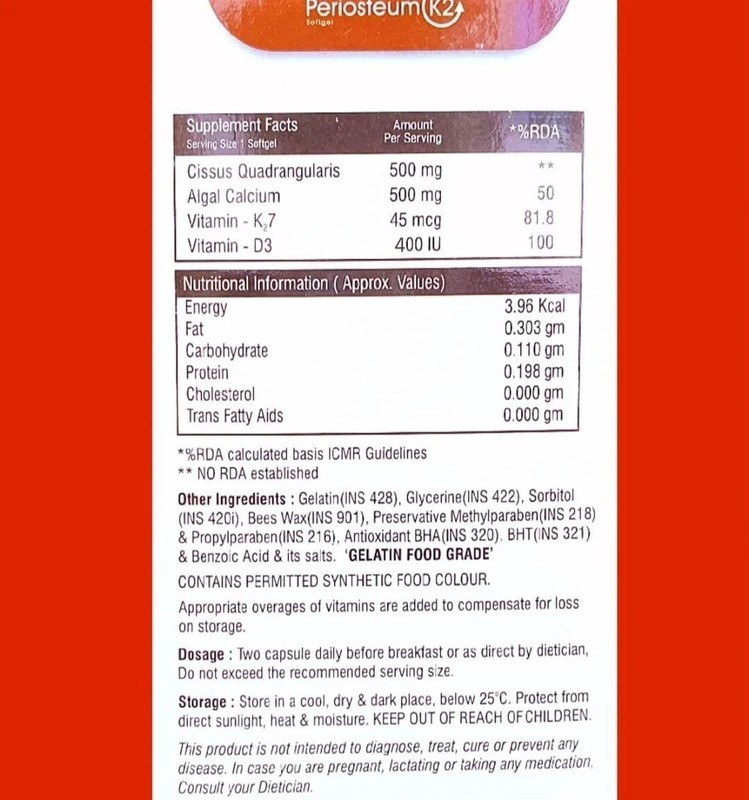 Periosteum K2 hadjod Calcium D3 Osteoporosis Supplement 30 Softgels gallery