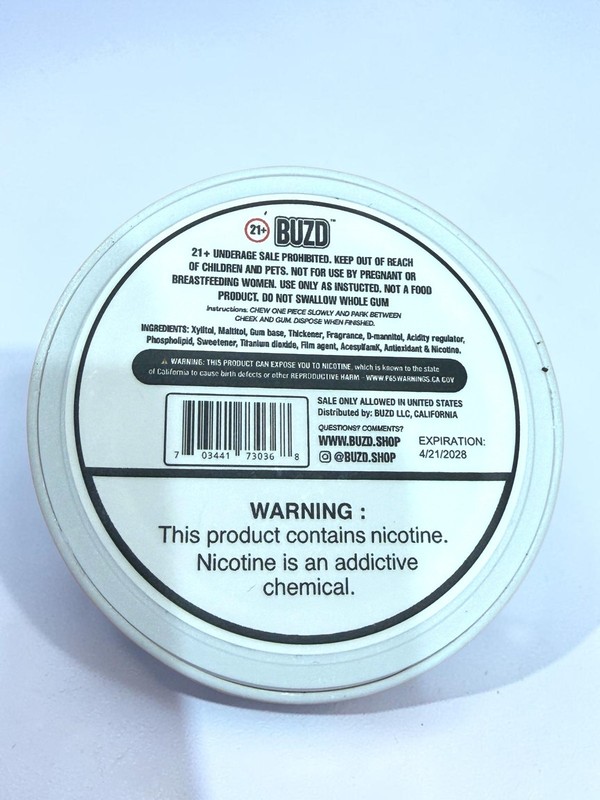 BUZD | Nicotine Gum, Coffee, 4mg, 20ct - EXP 4/21/28 gallery