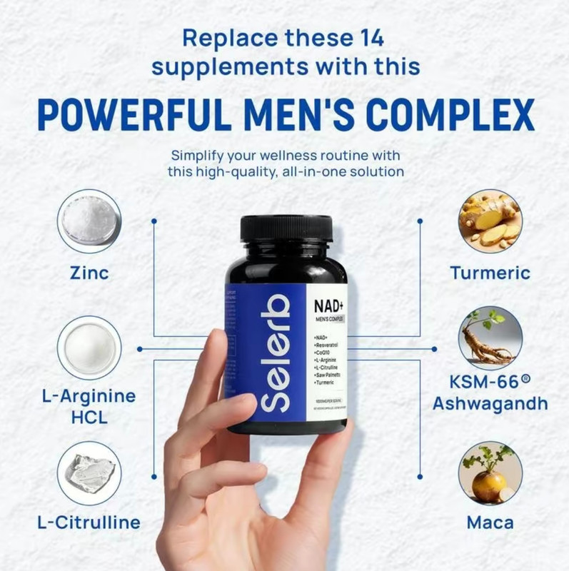 Selerb NAD+ Supplement for Men- Circulation & Prostate Support- 60 Capsules Edib gallery