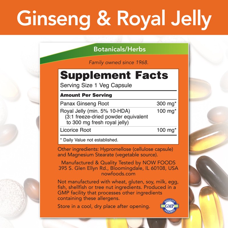 NOW FOODS Ginseng & Royal Jelly 90 Veg Capsules gallery