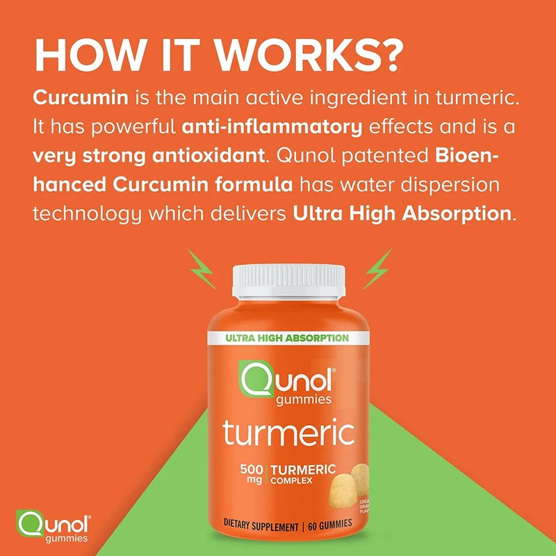 2 Pack Qunol Turmeric Curcumin 500mg Gummies 200 Ct Vegan Gluten Free gallery