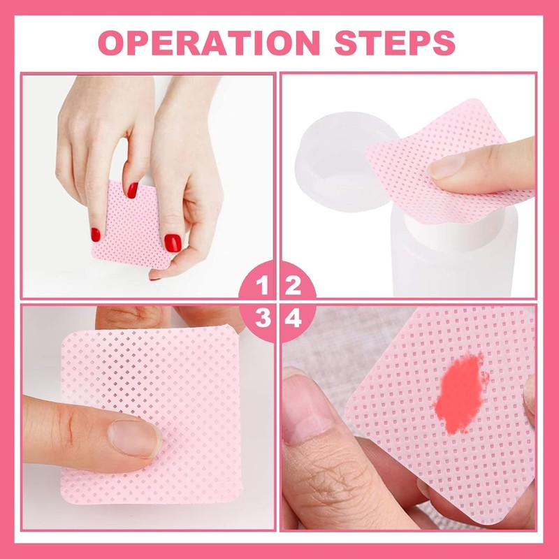 Economical 540 Count Dry Nail Prep Wipes - Lint-Free, Pink Non-Woven Fabric gallery