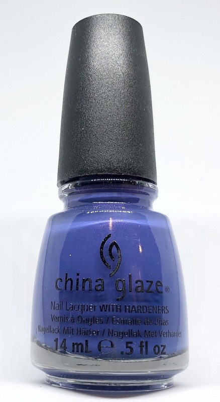 China Glaze Nail Polish Fancy Pants creamy blue with pink shimmery