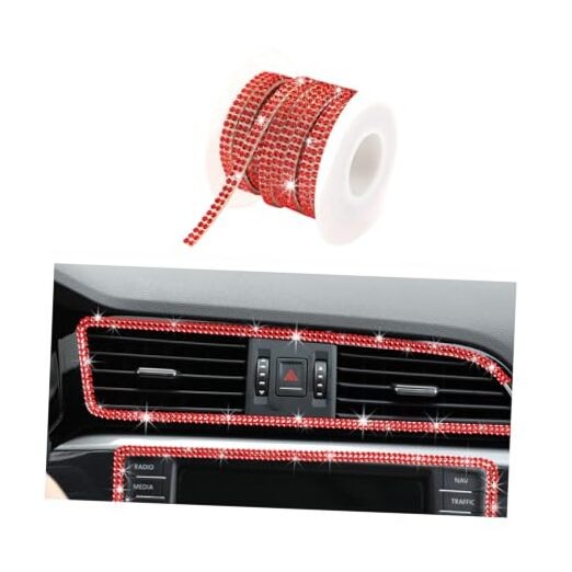 Bling Car Trim Self Adhesive, 16.4 Ft Auto Interior Exterior Crystal Red