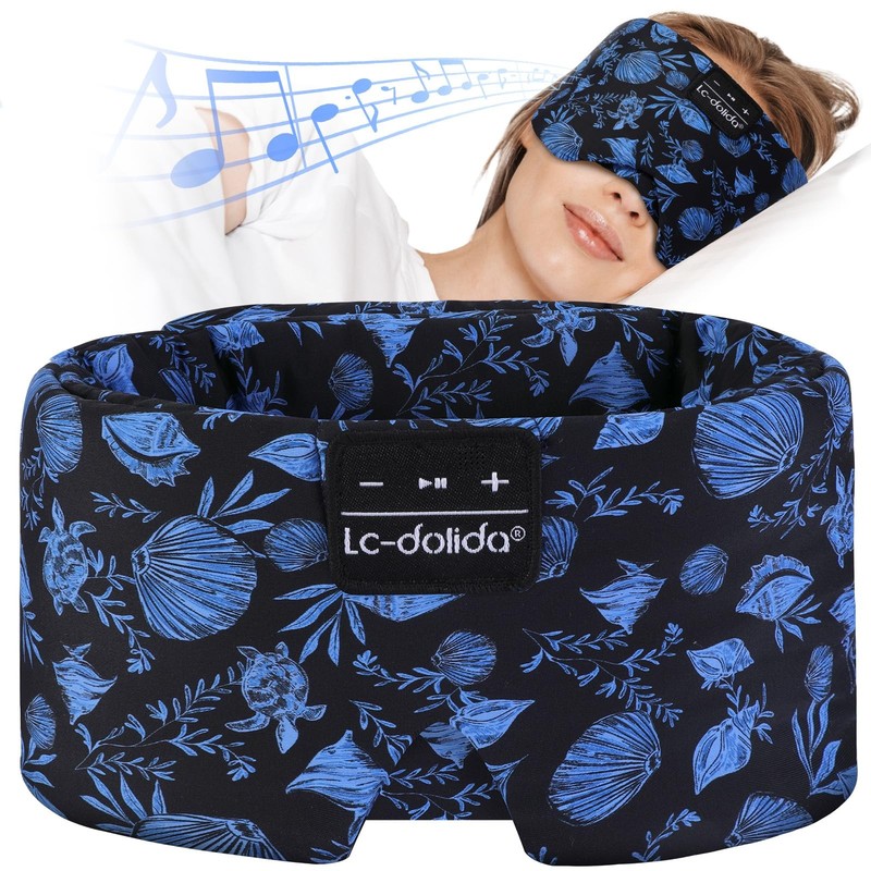 Lc-Dolida Sleep Mask Bluetooth Headphones Extra Large Silk Eye Mask For