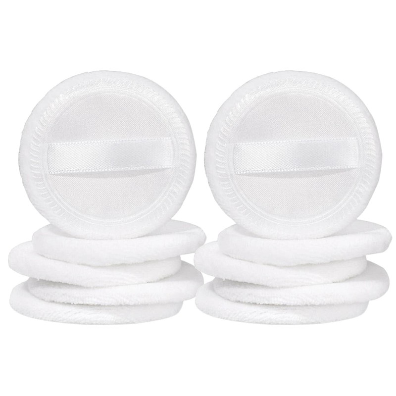 10PCS Powder Puff Cotton Makeup Puff Round Compact Pads Cosmetic Types Washable