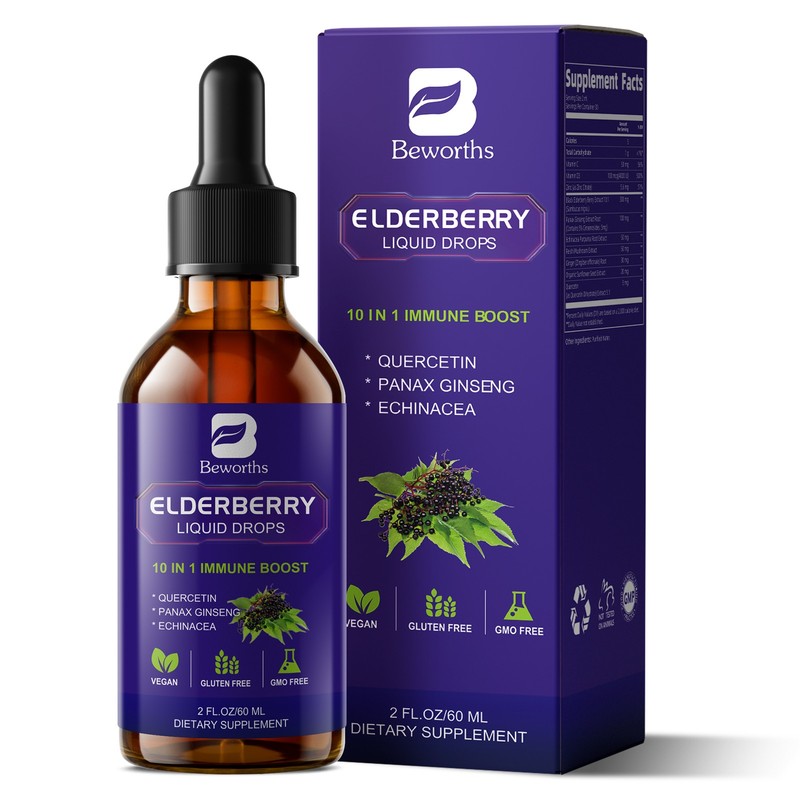 Elderberry Syrup Immune Support High Flavonoid Non-GMO Vegan 3000mg 4oz