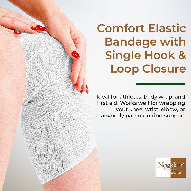 Nexskin Cotton Elastic Bandages Compression Body Wrap, Hook & Loop, Beige/White gallery