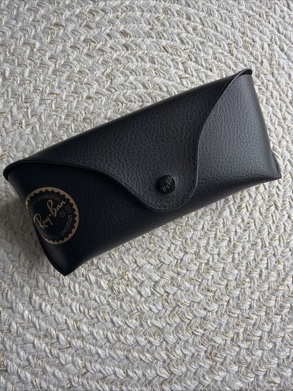 *Case Only Ray-Ban Black Clamshell Sunglasses Case Snap Felt Lining Faux Leather