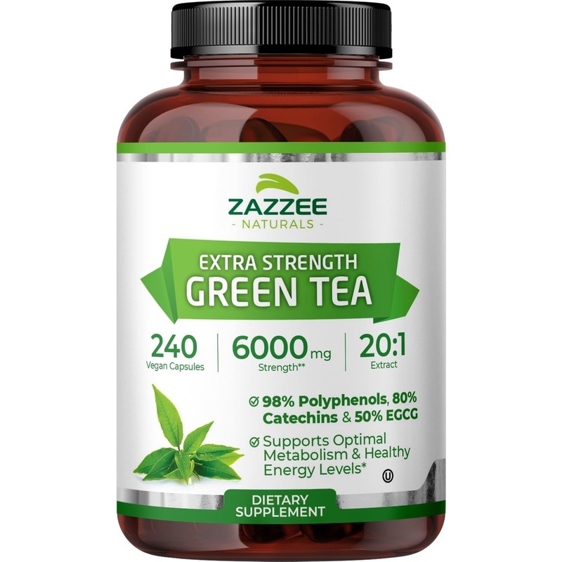 Zazzee Extra Strength Green Tea 201 Extract, 50% EGCG, 98% Polyphenols, 80% C…