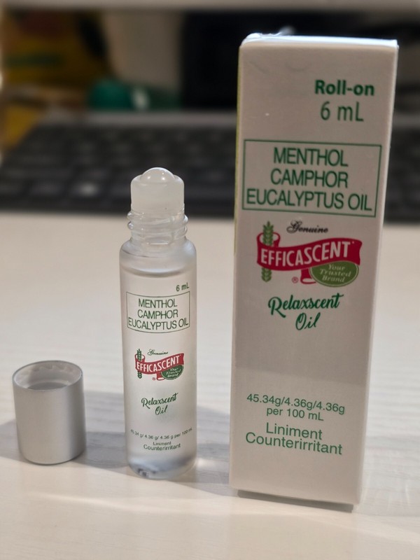 Menthol Camphor Eucalyptus oil (Efficascent oil) Roll On Calming Oil Essential.