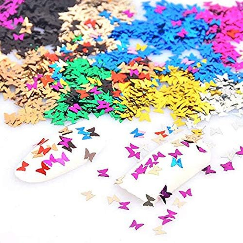 12 Colors Butterfly Glitter Nail Sequins - 3D Nail Art Flakes Colorful Confetti gallery