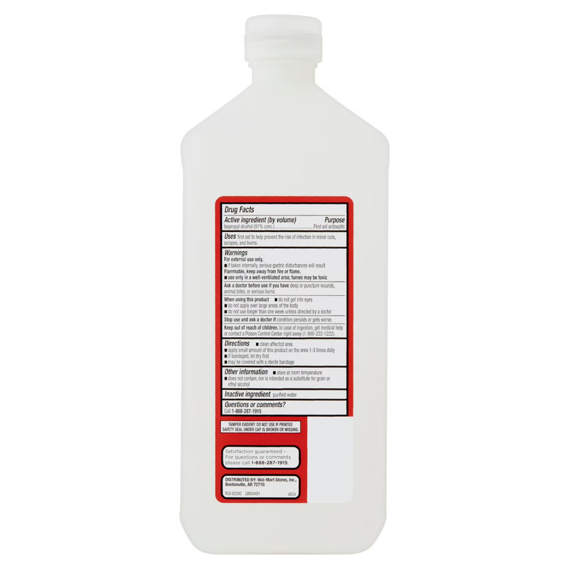 Equate 91% Isopropyl Alcohol Antiseptic Liquid, Resealable, 6 PACK, 6 x 32 fl oz gallery