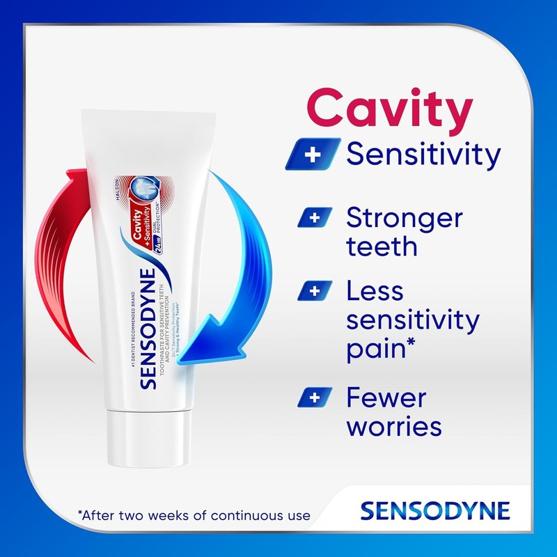 Sensodyne Cavity + Sensitivity Toothpaste, Fluoride Toothpaste for Sensitive Tee gallery